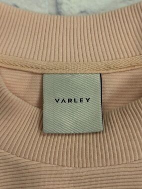 Varley Ribbed Crewneck Sweatshirt in Blush Pink. Size Small.